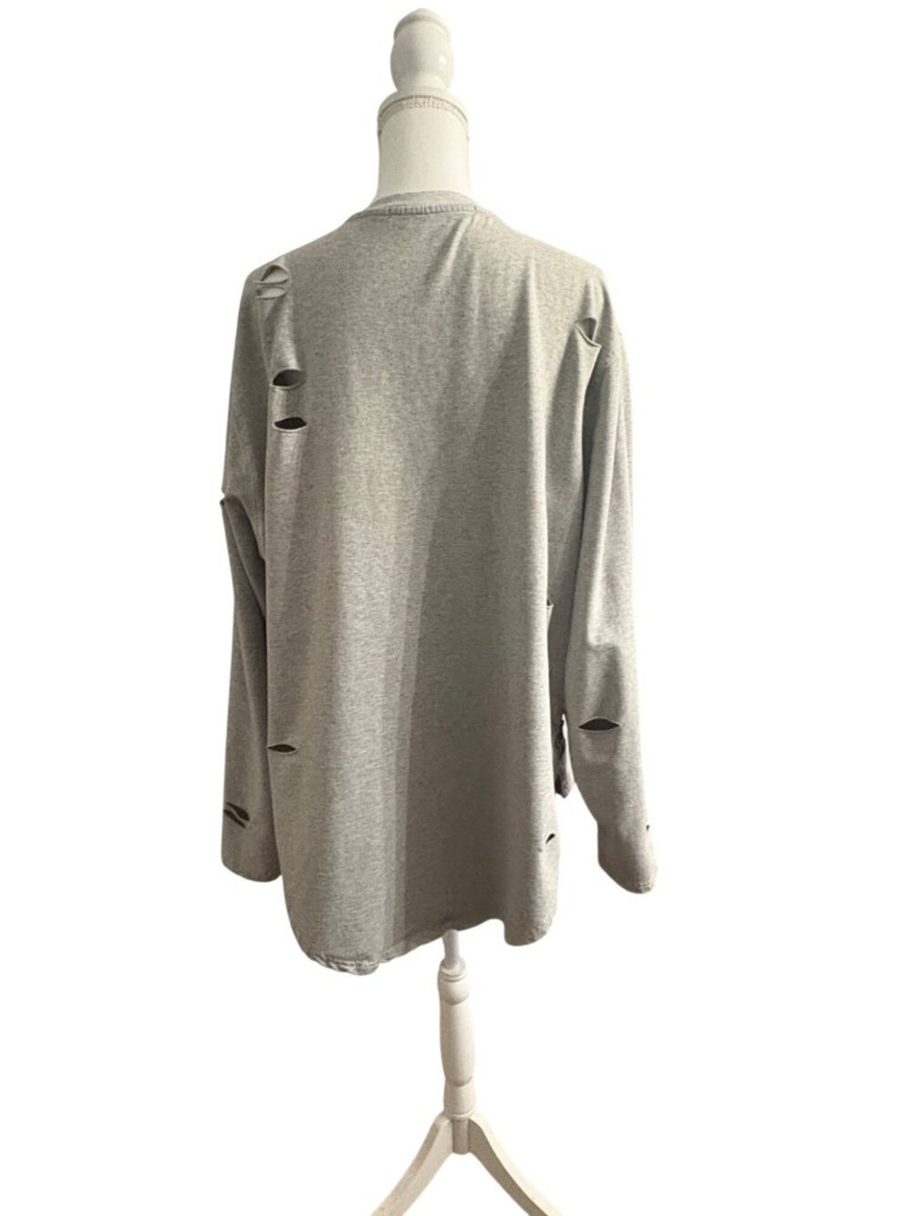 Distressed American Flag Graphic LongSleeve Gray Sweatshirt Hudson Outerwear 3X - Picture 3 of 15